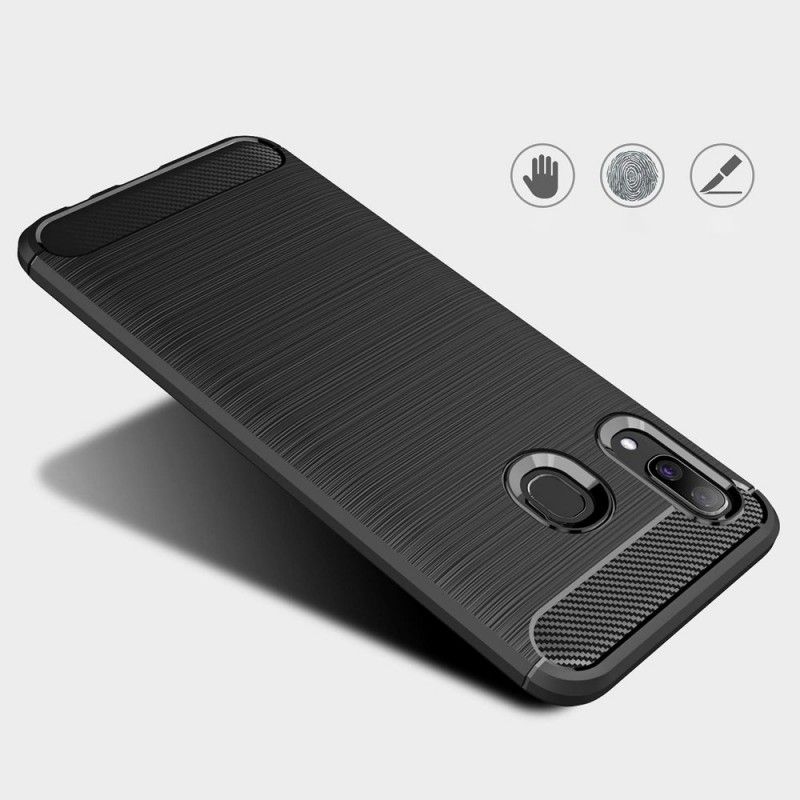 Husa Tpu Carbon Fibre pentru Samsung Galaxy A40, Neagra - 2