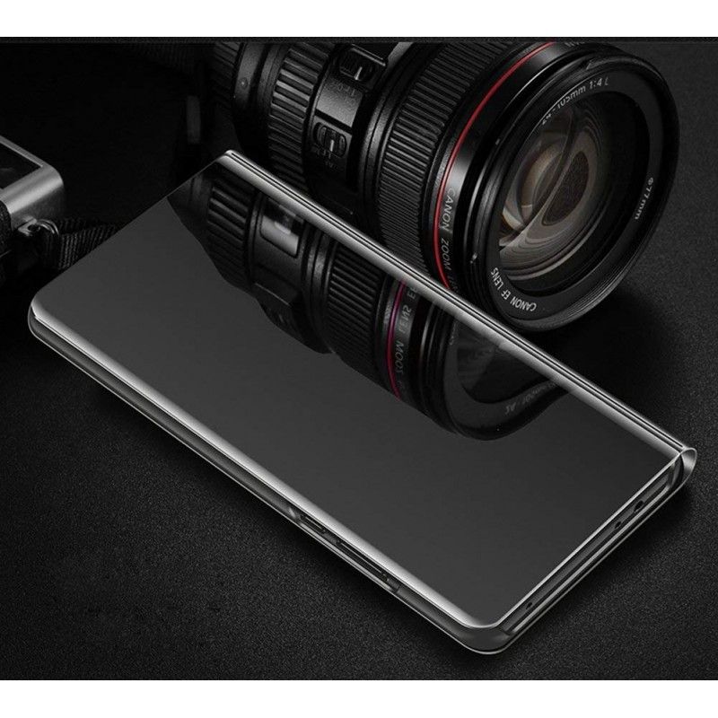 Husa tip carte pentru Samsung Galaxy A40 Flip Mirror Stand Clear View, Neagra - 2