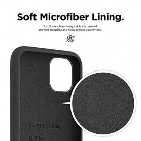 Husa Silicon iPhone XI 11, interior din microfibra, Neagra  - 6