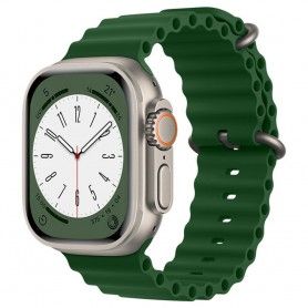 Curea Sport Perforata, compatibila Apple Watch 1/2/3/4, Silicon, 38mm/40mm, Negru / Verde