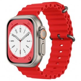 Curea Sport Perforata, compatibila Apple Watch 1/2/3/4, Silicon, 42mm/44mm, Albastru / Alb
