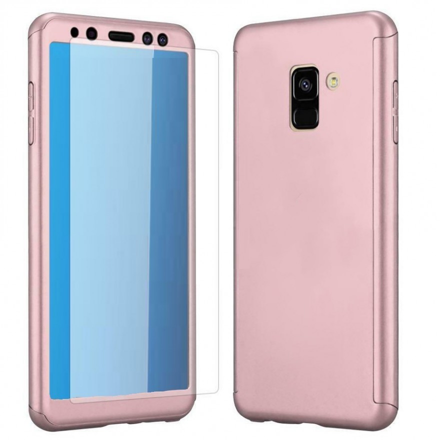 Husa 360 Protectie Totala Fata Spate pentru Samsung Galaxy A6 Plus (2018) , Rose Gold  - 1