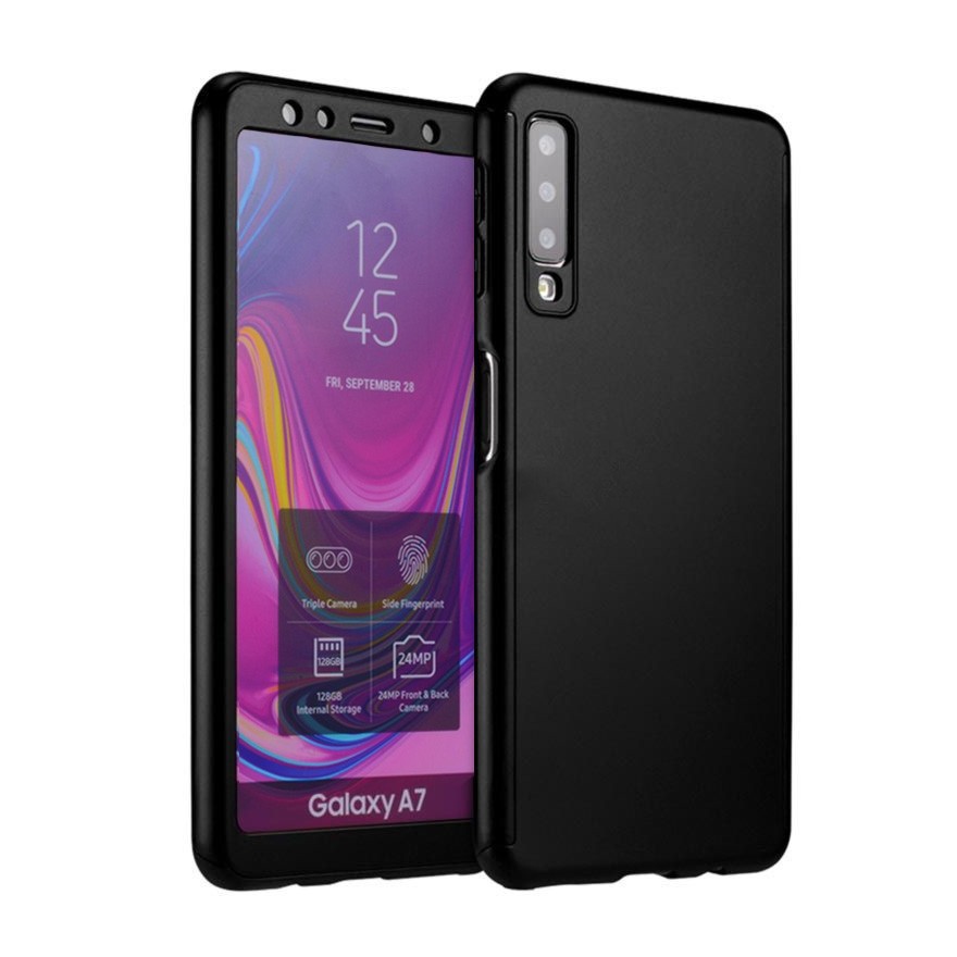 Husa 360 Protectie Totala Fata Spate pentru Samsung Galaxy A7 (2018) , Neagra  - 1