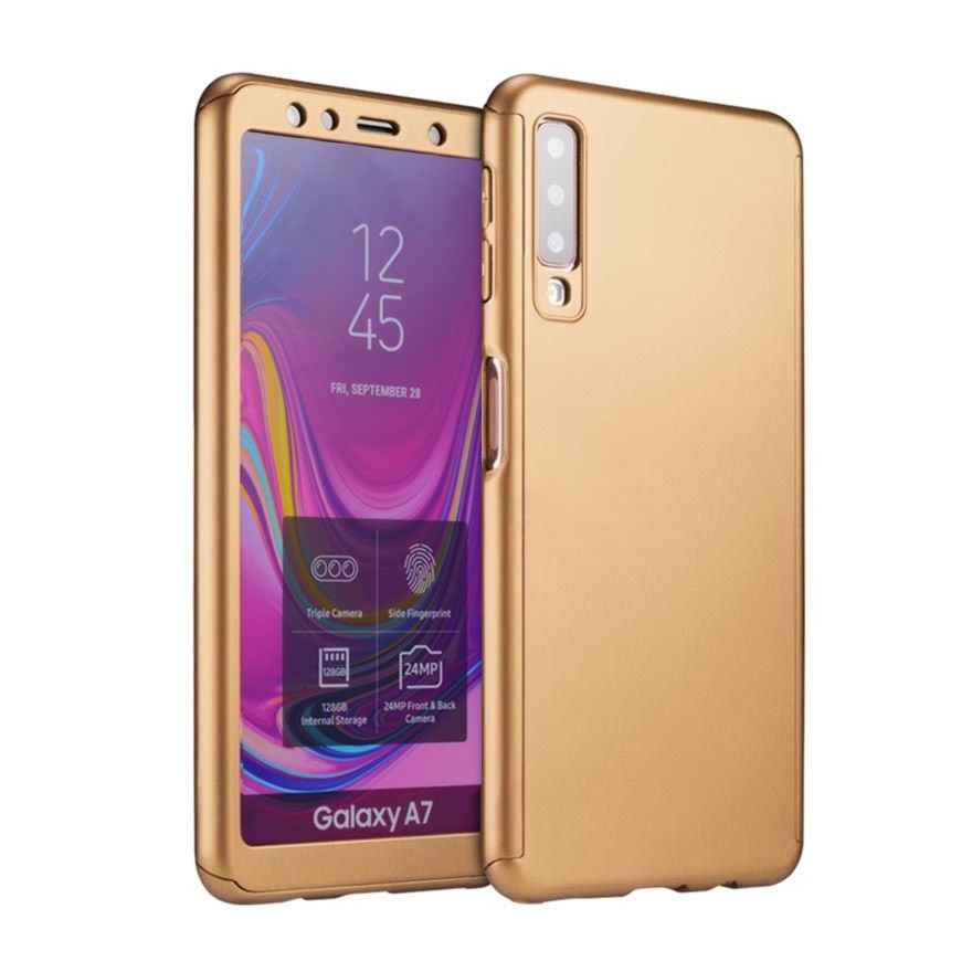Husa 360 Protectie Totala Fata Spate pentru Samsung Galaxy A7 (2018) , Aurie  - 1