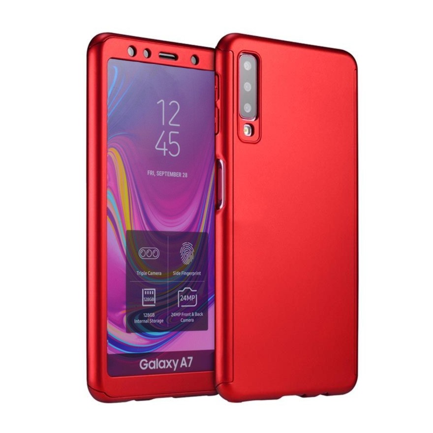 Husa 360 Protectie Totala Fata Spate pentru Samsung Galaxy A7 (2018) , Rosie  - 1