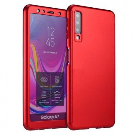 Husa 360 Protectie Totala Fata Spate pentru Samsung Galaxy A7 (2018) , Rosie