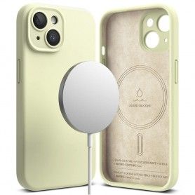 Husa pentru iPhone 15 - Ringke Silicone Magnetic - Sunny Lime