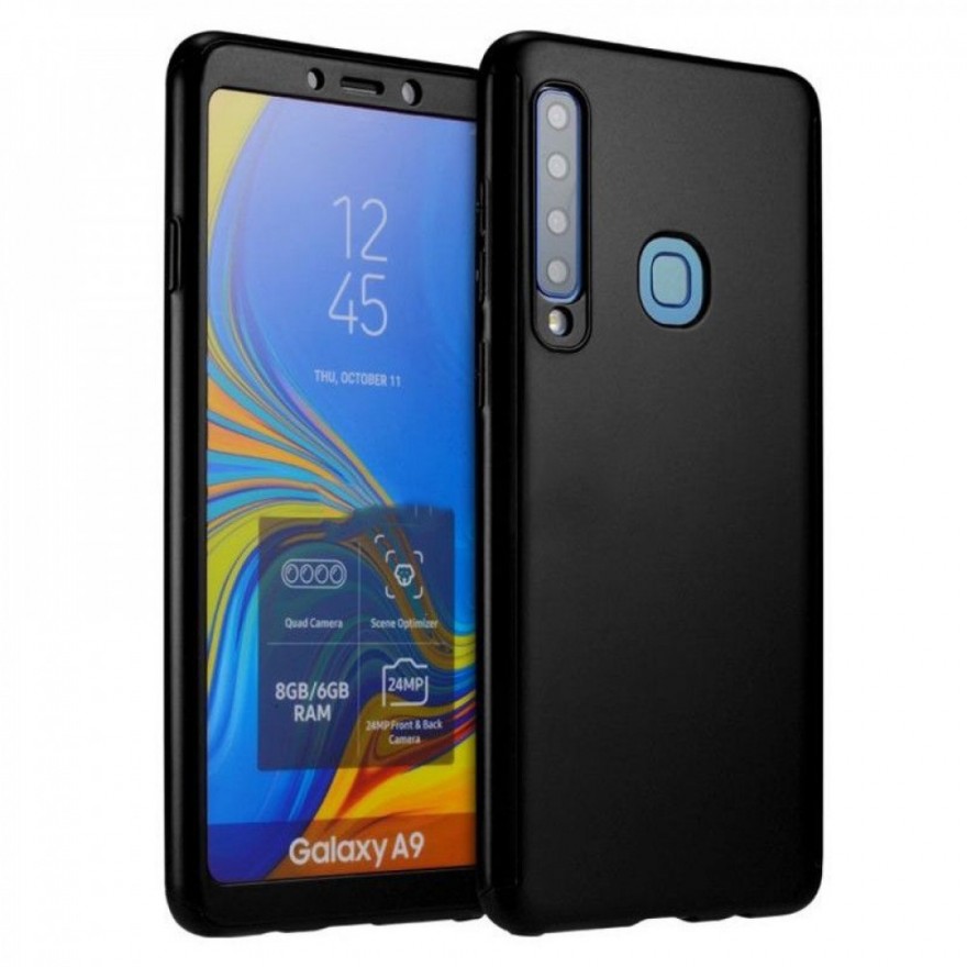 Husa 360 Protectie Totala Fata Spate pentru Samsung Galaxy A9 (2018) , Neagra  - 1