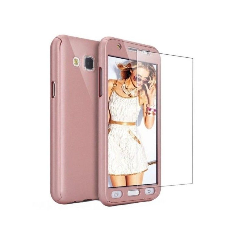 Husa 360 Protectie Totala Fata Spate pentru Samsung Galaxy J3 (2016) J310 , Rose Gold  - 1