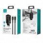 Incarcator priza 2x Type-C, USB 65W + Cablu Type-C PD100W - USAMS Kit (MTXLOGTC01) - Black