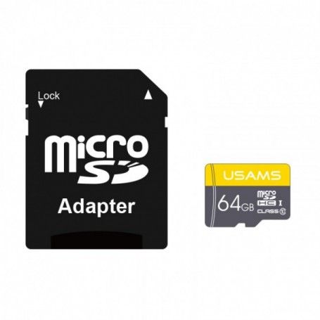 Card de Memorie TF 64GB + Adaptor - Usams High Speed (US-ZB119) - Negru