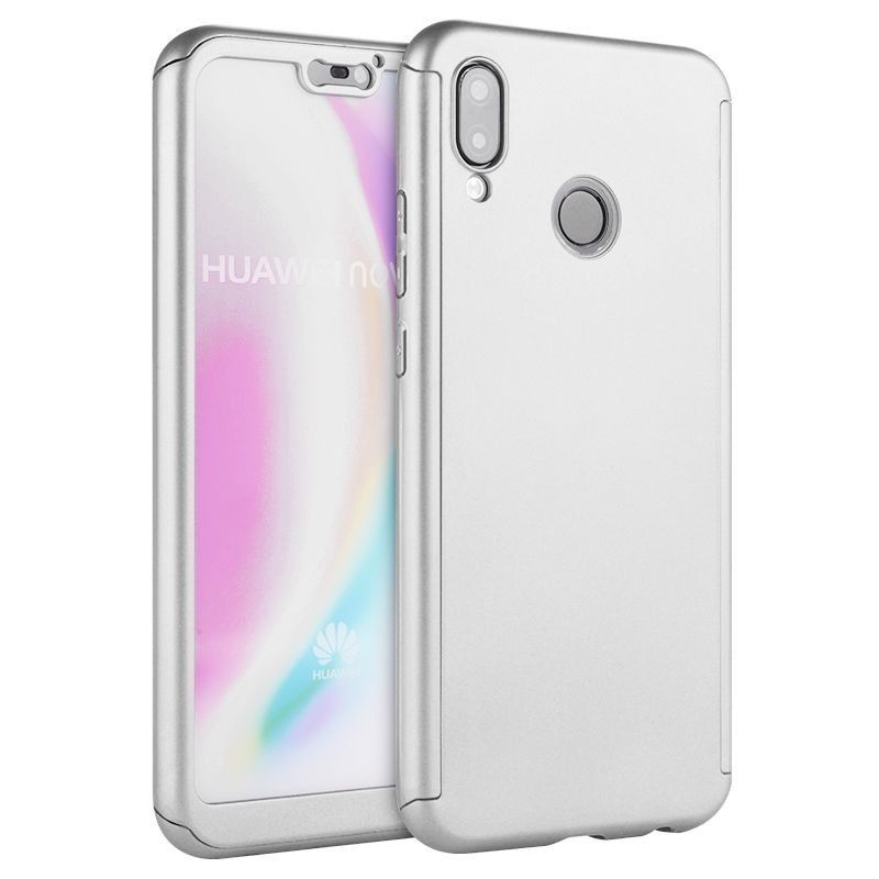 Husa 360 Protectie Totala Fata Spate pentru Huawei Y7 2019 , Argintie  - 1
