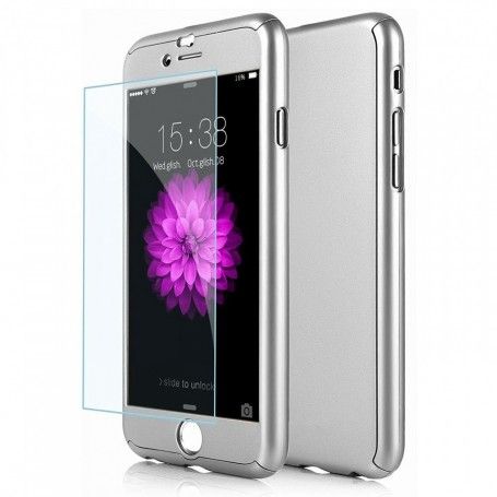 Husa 360 Protectie Totala Fata Spate pentru iPhone 8 Plus , Argintie