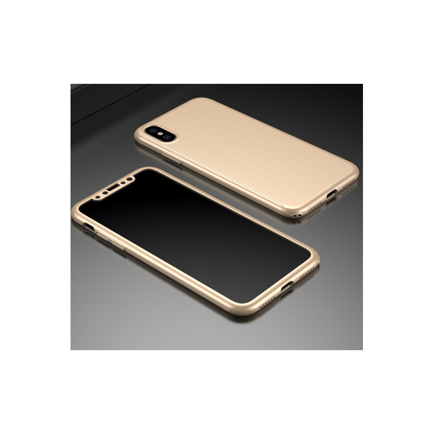 Husa 360 Protectie Totala Fata Spate pentru iPhone X / XS , Aurie  - 1