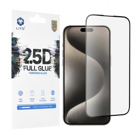 Folie pentru iPhone 15 Pro Max - Lito 2.5D FullGlue Glass - Negru