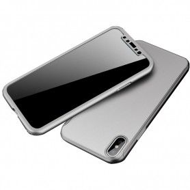 Husa 360 Protectie Totala Fata Spate pentru iPhone XS Max , Argintie  - 1