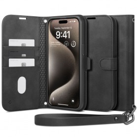 Husa pentru iPhone 15 Pro Max - Spigen Wallet S Pro - Neagra
