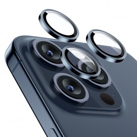 Folie Camera pentru iPhone 15 Pro / 15 Pro Max - ESR Lens Protector Tempered Glass - Albastru