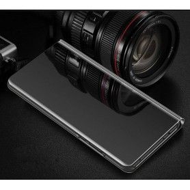 Husa tip carte pentru Samsung Galaxy J4+ Plus (2018) J415 / J6+ Plus (2018) J610 - Flip Mirror Stand Clear View, Neagra  - 3