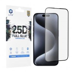 Folie pentru iPhone 15 Pro - Lito 2.5D FullGlue Glass - Negru