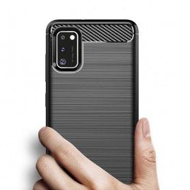 Husa Tpu Carbon Fibre pentru Samsung Galaxy A41, Neagra  - 2
