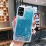 Husa Glitter Lichid pentru Samsung Galaxy S10 Lite / Galaxy A91 , Transparenta cu glitter albastru