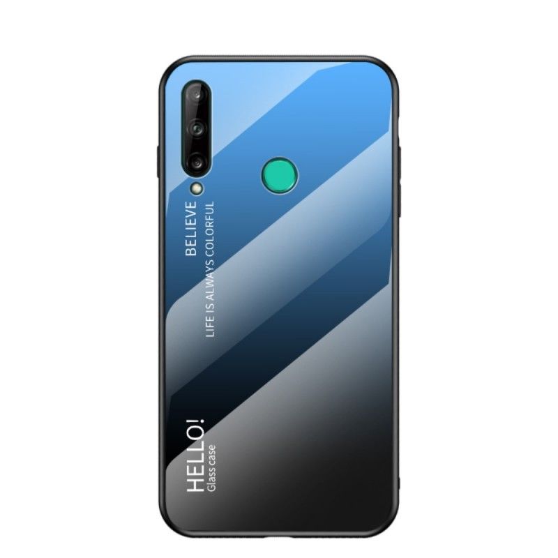 Husa Huawei P40 Lite E / Huawei Y7p - Gradient Glass, Albastru cu Negru  - 1