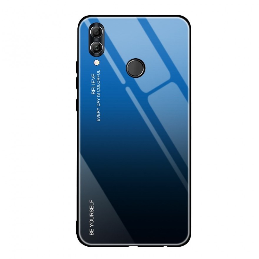 Husa Huawei P Smart (2019) - Gradient Glass, Albastru cu Negru  - 1