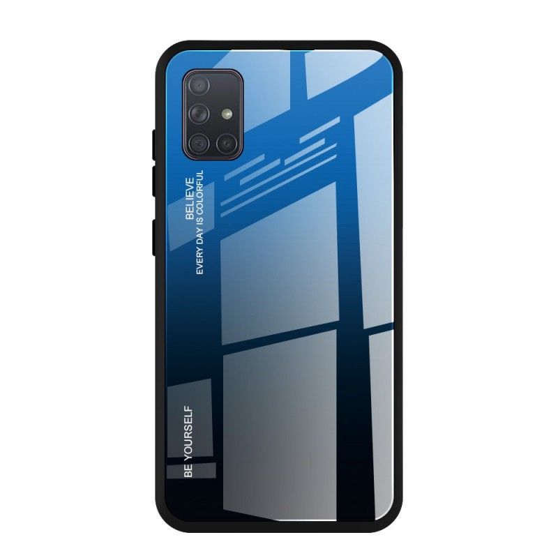 Husa Samsung Galaxy A71 - Gradient Glass, Albastru cu Negru  - 1