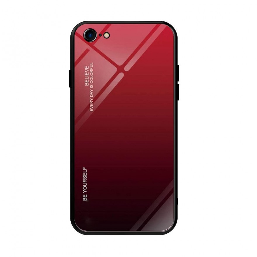 Husa iPhone 7 / 8 / SE 2 (2020) - Gradient Glass, Rosu cu Negru  - 1