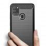 Husa Tpu Carbon Fibre pentru Samsung Galaxy A21s, Neagra