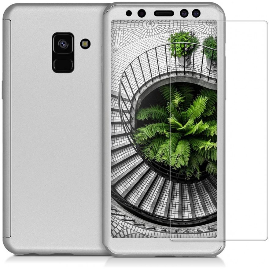 Husa 360 Protectie Totala Fata Spate pentru Samsung Galaxy A8 (2018) , Argintie  - 1