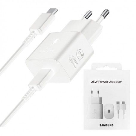 Samsung - Original Wall Charger T2510 (EP-T2510XWEGEU) - Type-C 25W, Quick Charger with Cable USB-C - Alb (Blister Packing)