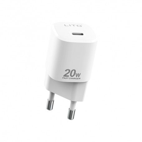 Lito - Wall Charger (LT-LC01) - Type-C PD20W Fast Charging for iPhone, Samsung, iPad - Alb