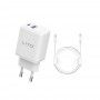 Lito - Wall Charger (LT-LC02) - Type-C PD20W, USB-A 18W, Fast Charging with Cable USB-C to Lightning, 1m - Alb
