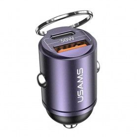 Incarcator USB, Type-C, Fast Charging, 30W pentru Masina - Usams C38 US-CC206 (CC206CC02)  - Mov