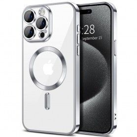 Husa pentru iPhone 15 Pro - Techsuit Luxury Crystal MagSafe - Argintie