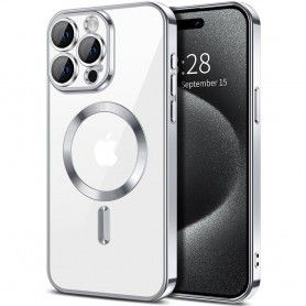 Husa pentru iPhone 15 Pro Max - Techsuit Luxury Crystal MagSafe - Argintie