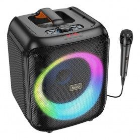 Boxa Bluetooth V5.1, TF, USB, AUX, TWS, RGB cu Microfon - Hoco Graceful (HA1) - Negru