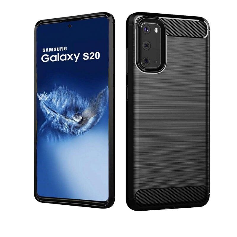 Husa Tpu Carbon Fibre pentru Samsung Galaxy S20+ Plus, Neagra  - 1