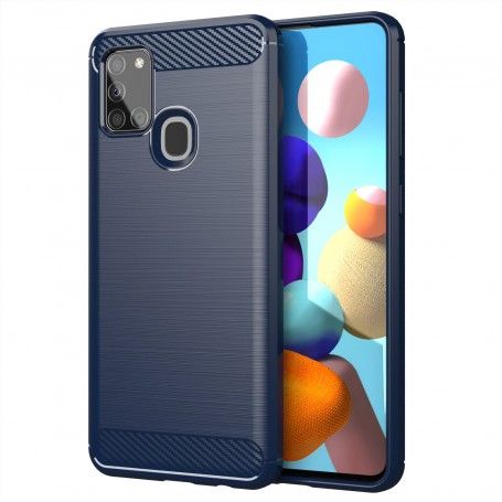 Husa Tpu Carbon Fibre pentru Samsung Galaxy A21s, Midnight Blue  - 1