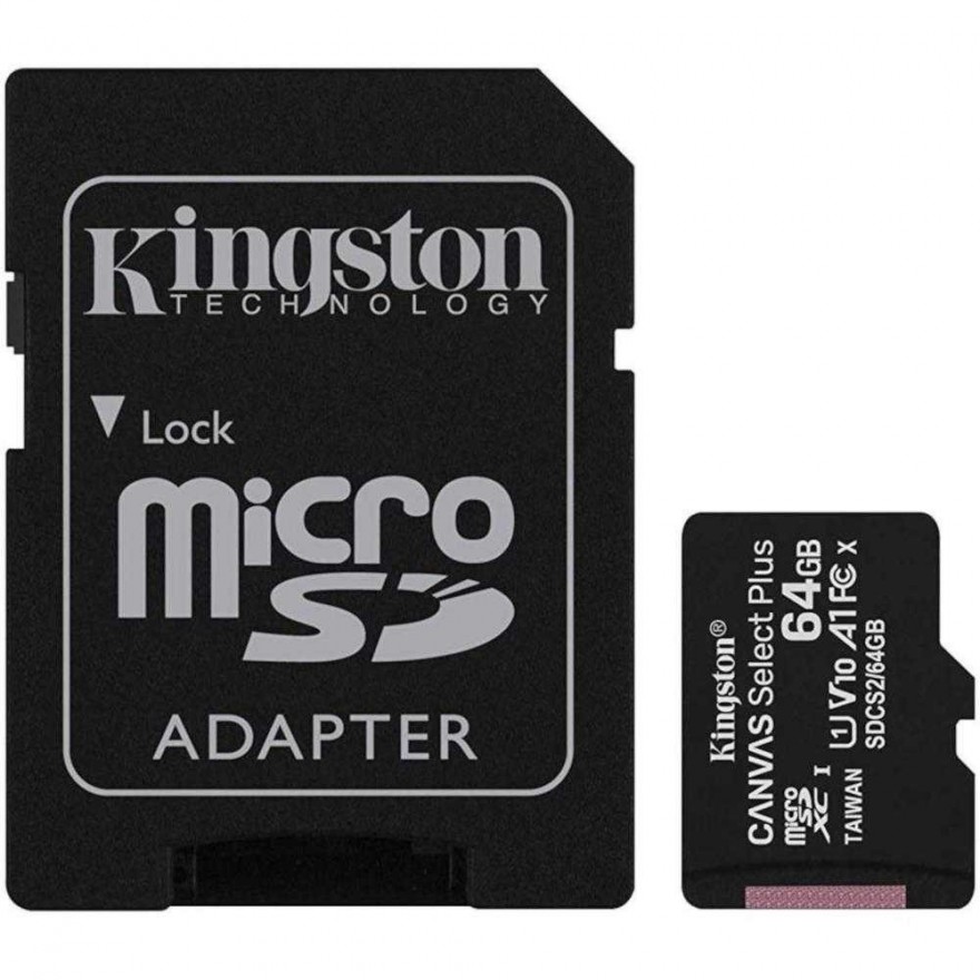 Card de memorie Kingston MicroSD, Canvas Select Plus, 64GB, Class 10 UHS-I, cu Adaptor  - 1