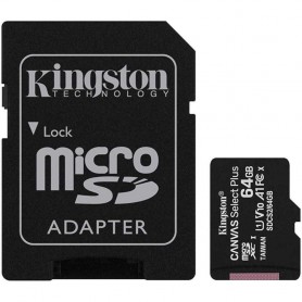 Card de memorie Kingston MicroSD, Canvas Select Plus, 64GB, Class 10 UHS-I, cu Adaptor