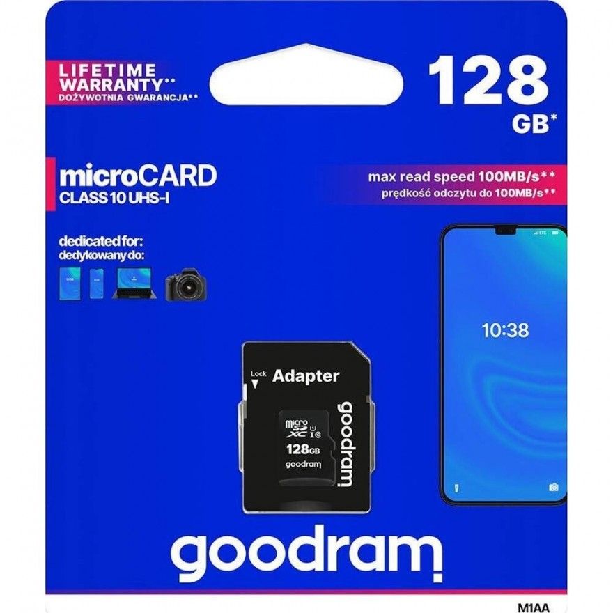 Card de memorie Goodram, MicroSD, 128GB, UHS-I cu Adaptor  - 1