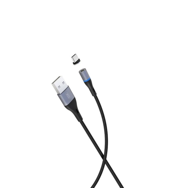 Cablu de date, magnetic, XO NB125 USB Type-C, 2A, 1m, Negru  - 1