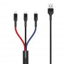 Cablu de date, 3 in 1, XO NB54, Micro-USB, USB-C, Lightning, 3A, 1.2M