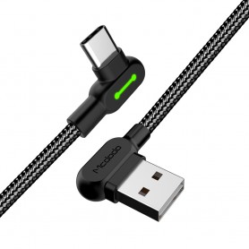 Cablu de date si incarcare USB Type-C 90 grade, extrarezistent, Mcdodo, Negru  - 2