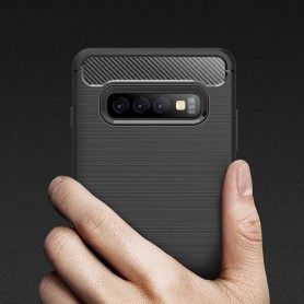 Husa Tpu Carbon Fibre pentru Samsung Galaxy S10, Neagra  - 9