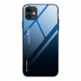 Husa iPhone 12 Mini - Gradient Glass, Albastru cu Negru
