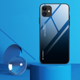 Husa iPhone 12 Mini - Gradient Glass, Albastru cu Negru  - 2